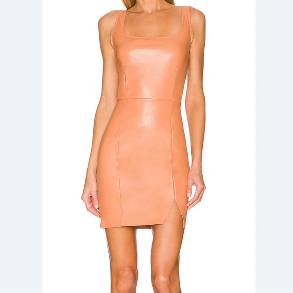 N:Philanthropy Nuevo Dress Vegan Leather Mini Dress in Camel Size Small
